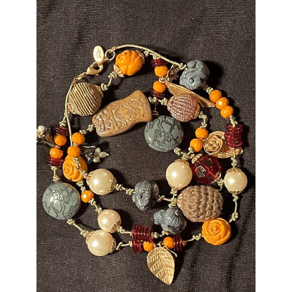 Vintage 90s Avant Garde Artsy Bohemian Necklace Signed Cookie Lee - Picture 4 of 7